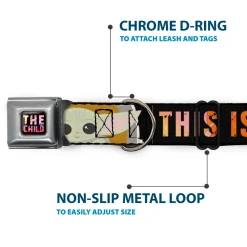 Star Wars THE CHILD Text Full Color Full Color Black/Multi Color Seatbelt Buckle Collar - Star Wars The Child Chibi Pod Pose THIS IS THE WAY Black/Multi Color