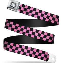 Starburst Seatbelt Belt - Checker Black/Pink Webbing