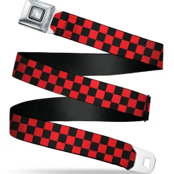 Starburst Seatbelt Belt - Checker Black/Red Webbing