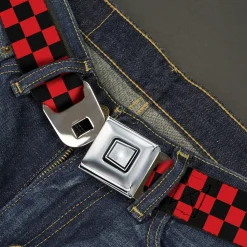 Starburst Seatbelt Belt - Checker Black/Red Webbing