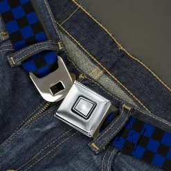 Starburst Seatbelt Belt - Checker Black/Blue Webbing