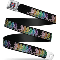 Steal Your Face Seatbelt Belt - Dancing Skeletons Black/Multi Color Webbing