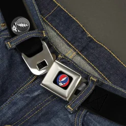 Steal Your Face Seatbelt Belt - Steal Your Face Repeat Black/Gray Webbing