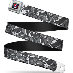Steal Your Face Seatbelt Belt - Steal Your Face Stacked Gray Webbing