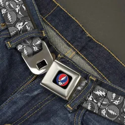 Steal Your Face Seatbelt Belt - Steal Your Face Stacked Gray Webbing