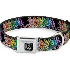 Steal Your Face Seatbelt Buckle Collar - Dancing Skeletons Black/Multi Color