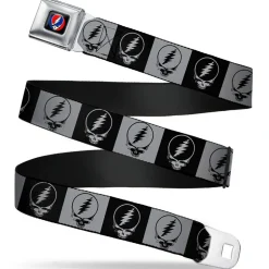 Steal Your Face Seatbelt Belt - Steal Your Face Blocks Black/White-Gray/Black Webbing