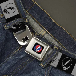 Steal Your Face Seatbelt Belt - Steal Your Face Blocks Black/White-Gray/Black Webbing