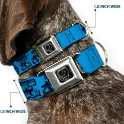 Steal Your Face Seatbelt Buckle Collar - Grateful Dead Text w/Skull & Roses Turquoise