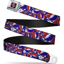 Steal Your Face Seatbelt Belt - Steal Your Face Stacked Red/White/Blue Webbing