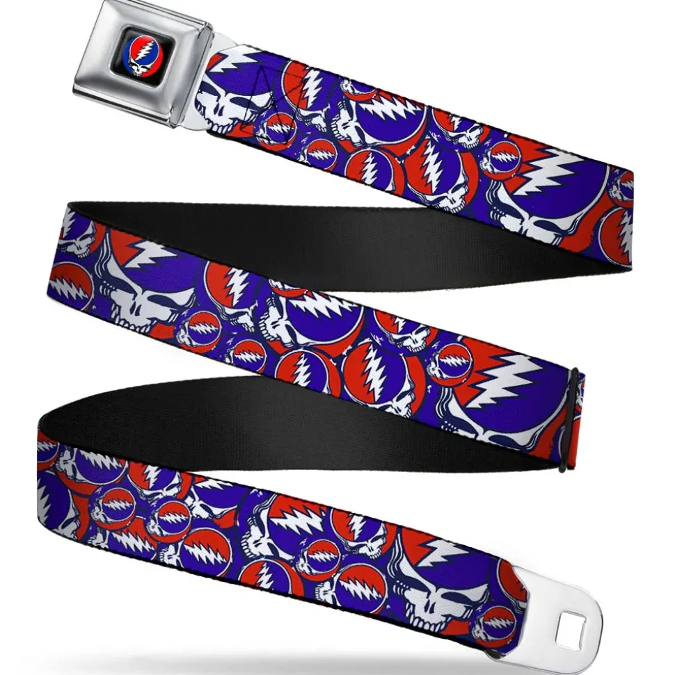 Steal Your Face Seatbelt Belt - Steal Your Face Stacked Red/White/Blue Webbing
