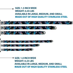 Stitch Smiling CLOSE-UP Full Color Black Seatbelt Buckle Collar - Stitch Snacking Poses Black/Blue