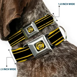 SUPER BEE Logo Full Color Black/Yellow/White Seatbelt Buckle Collar - SUPER BEE Logo/Stripes Black/Yellow/White