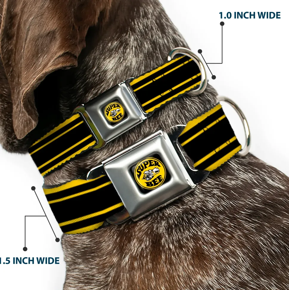 SUPER BEE Logo Full Color Black/Yellow/White Seatbelt Buckle Collar - SUPER BEE Logo/Stripes Black/Yellow/White