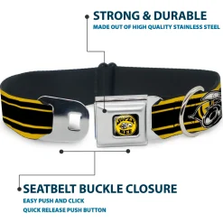 SUPER BEE Logo Full Color Black/Yellow/White Seatbelt Buckle Collar - SUPER BEE Logo/Stripes Black/Yellow/White