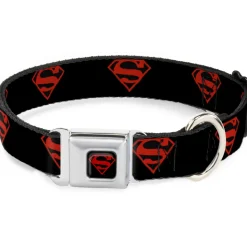 Superboy Shield Black/Red Seatbelt Buckle Collar - Superboy Shield Black/Red
