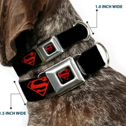 Superboy Shield Black/Red Seatbelt Buckle Collar - Superboy Shield Black/Red
