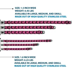 Superman Black Silver Seatbelt Buckle Collar - Diagonal Superman Logo w/Hearts Black/Pink