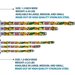 Superman Blue Seatbelt Buckle Collar - Classic ACTION COMICS Issue #1 Cover Superman Lifting Car Stacked