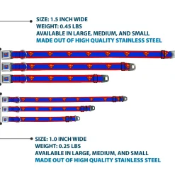 Superman Full Color Blue Seatbelt Buckle Collar - Superman Shield/Stripe Red/Blue