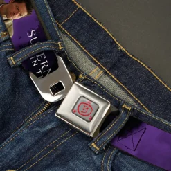 Supernatural Angel Banishing Symbol Full Color White Red Seatbelt Belt - SUPERNATURAL-PROTECTED BY CASTIEL/Pose Black/Purple/White Webbing