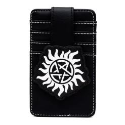 Supernatural Vegan Leather Wallet, ID Card Holder, Winchester Pentagram Black, 3.0" x 5.0"