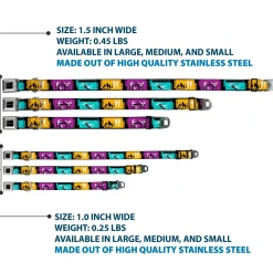 SUPERNATURAL-JOIN THE HUNT Full Color Black/White Seatbelt Buckle Collar - Supernatural SAVING PEOPLE-HUNTING THINGS-FAMILY BUSINESS Blocks Black/Teal/Gold/Purple/White