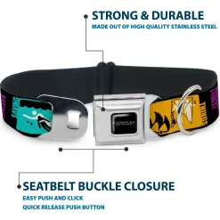 SUPERNATURAL-JOIN THE HUNT Full Color Black/White Seatbelt Buckle Collar - Supernatural SAVING PEOPLE-HUNTING THINGS-FAMILY BUSINESS Blocks Black/Teal/Gold/Purple/White