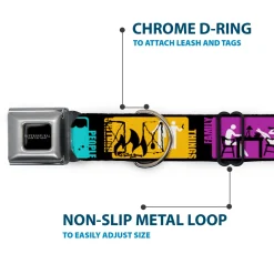 SUPERNATURAL-JOIN THE HUNT Full Color Black/White Seatbelt Buckle Collar - Supernatural SAVING PEOPLE-HUNTING THINGS-FAMILY BUSINESS Blocks Black/Teal/Gold/Purple/White