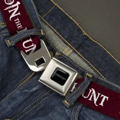 SUPERNATURAL-JOIN THE HUNT Full Color Black/White Seatbelt Belt - Supernatural JOIN THE HUNT/Symbols Scattered Reds/White Webbing