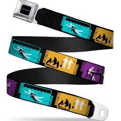 SUPERNATURAL-JOIN THE HUNT Full Color Black White Seatbelt Belt - Supernatural SAVING PEOPLE-HUNTING THINGS-FAMILY BUSINESS Blocks Black/Teal/Gold/Purple/White Webbing