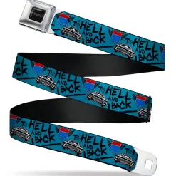 SUPERNATURAL-JOIN THE HUNT Full Color Black/White Seatbelt Belt - Supernatural Baby Car TO HELL AND BACK Collage Blue/Black Webbing
