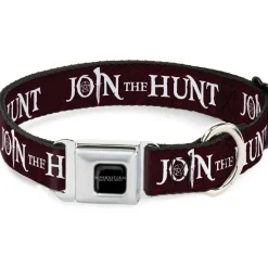 SUPERNATURAL-JOIN THE HUNT Full Color Black/White Seatbelt Buckle Collar - Supernatural JOIN THE HUNT/Symbols Scattered Reds/White