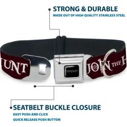 SUPERNATURAL-JOIN THE HUNT Full Color Black/White Seatbelt Buckle Collar - Supernatural JOIN THE HUNT/Symbols Scattered Reds/White