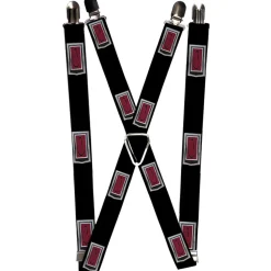 Suspenders - 1.0" - 1972 CAMARO "C" Hood Emblem Black Silver Reds