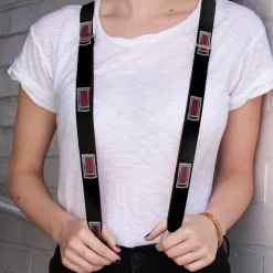 Suspenders - 1.0" - 1972 CAMARO "C" Hood Emblem Black Silver Reds