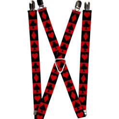 Suspenders - 1.0" - Alice in Wonderland Card Suits Red Black