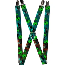 Suspenders - 1.0" - Aliens & UFO's Galaxy/Green/Black/White