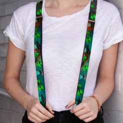 Suspenders - 1.0" - Aliens & UFO's Galaxy/Green/Black/White