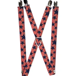 Suspenders - 1.0" - Americana Stars & Stripes Red/White/Blue/White