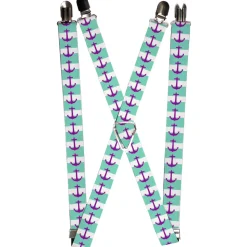 Suspenders - 1.0" - Anchor/Stripe Teal/White/Purple