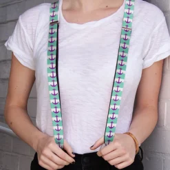 Suspenders - 1.0" - Anchor/Stripe Teal/White/Purple