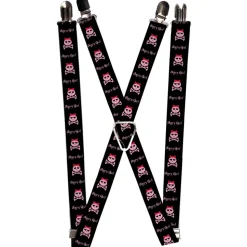 Suspenders - 1.0" - Angry Girl Black/Pink