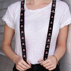 Suspenders - 1.0" - Angry Girl Black/Pink