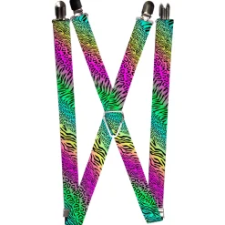 Suspenders - 1.0" - Animal Skins Rainbow/Black
