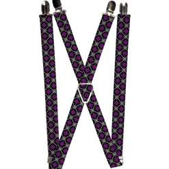 Suspenders - 1.0" - Argyle Black/Gray/Purple