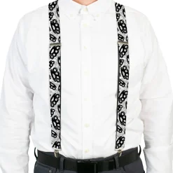 Suspenders - 1.5" - Brass Knuckles White/Gray/Black