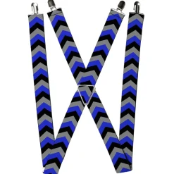 Suspenders - 1.5" - Chevron Blue/Black/Gray