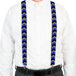 Suspenders - 1.5" - Chevron Blue/Black/Gray