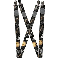 Suspenders - 1.0" - Classic Teenage Mutant Ninja Turtles Gear Elements Black Gray Turtle Shell